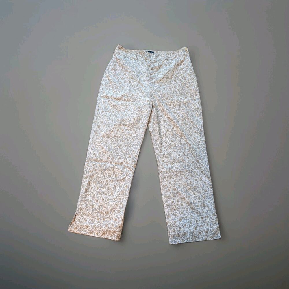 Ann Taylor Women's 8 Stretch Capri Pants Beige/White Floral Twill 24" Inseam
